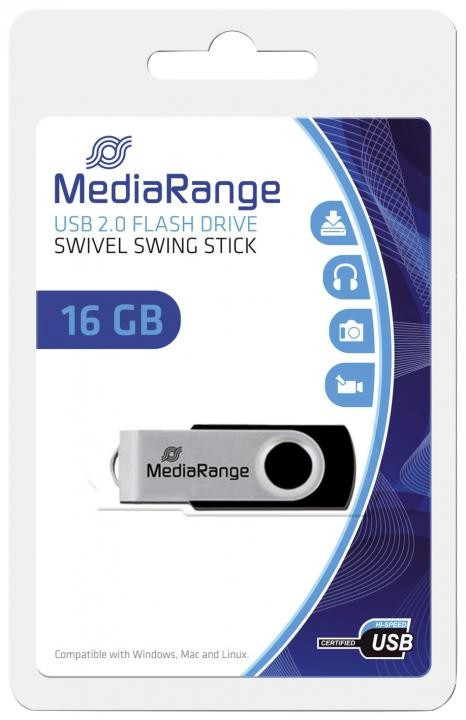 MediaRange MR910 USB-Stick 16 GB Schwarz/Silber Drehmechanismus - Bild 7