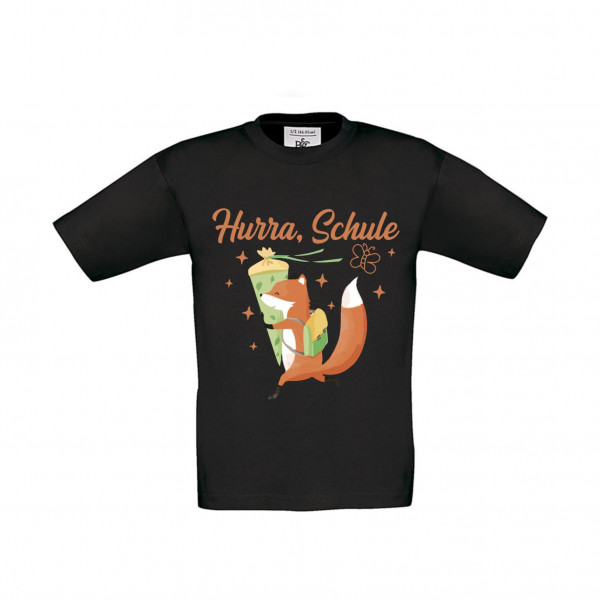 T-Shirt Kinder Schule - Einschulung Hurra Schule Fuchs