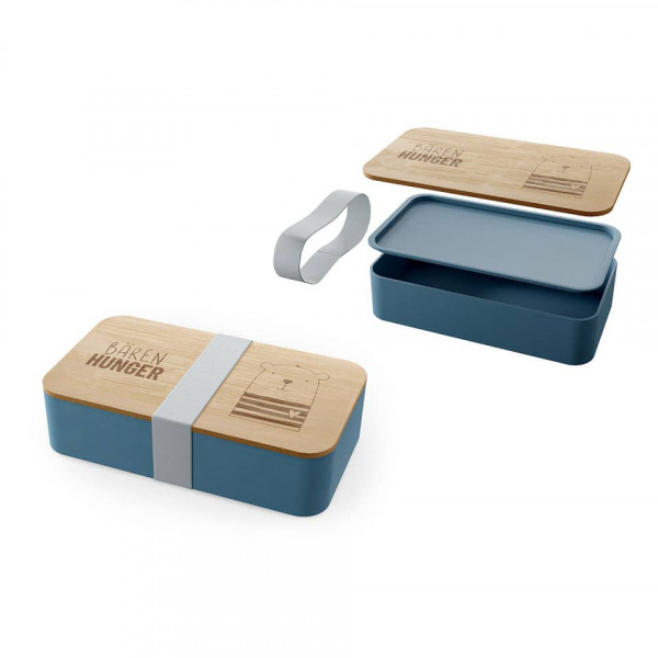 Brotbox Bär aus Plastik mit Bambus Brettchen individuell mit Name