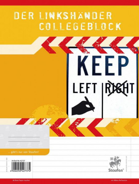 Staufen Collegeblock für Linkshänder liniert A4