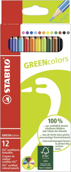 Dünne Stabilo Greencolors Buntstifte umweltfreundlich 12 Farben