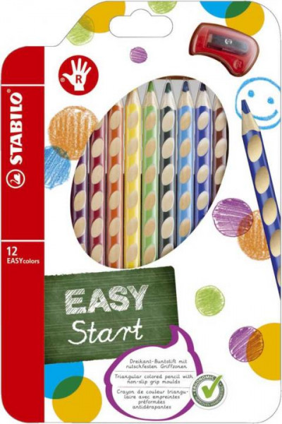 Stabilo Buntstifte 12 Farben für Rechtshänder