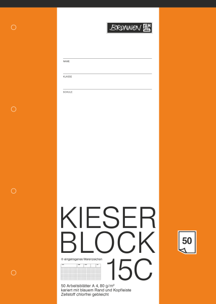 Brunnen Kieserblock A4 kariert Lineatur 22 ( 15C )