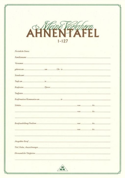 Meine Vorfahren Ahnentafel 