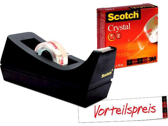 Tischabroller Sparset C38 mit 1 Rolle Crystal Clear Klebeband 600
