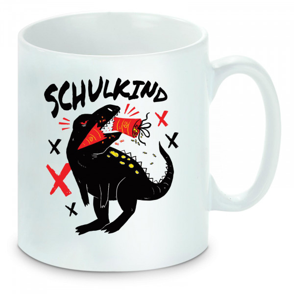 Tasse einfarbig Schule - Schulstart Schulkind T-Rex