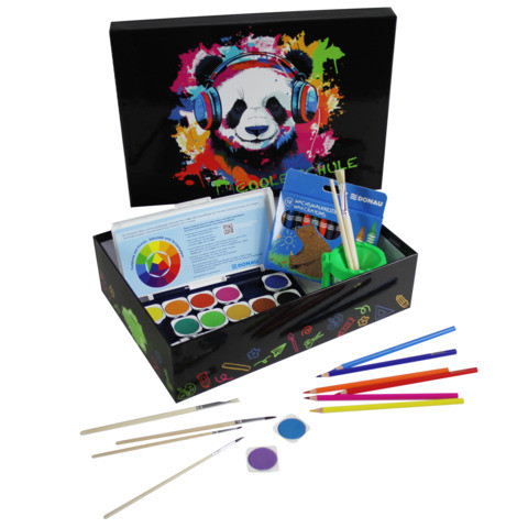 Malkiste, Bastelbox mit Deckel Panda