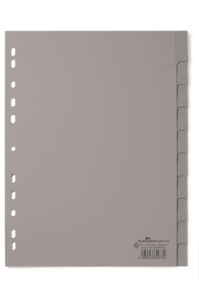 DURABLE Register Kunststoff blanko grau DIN A4 10 Blatt