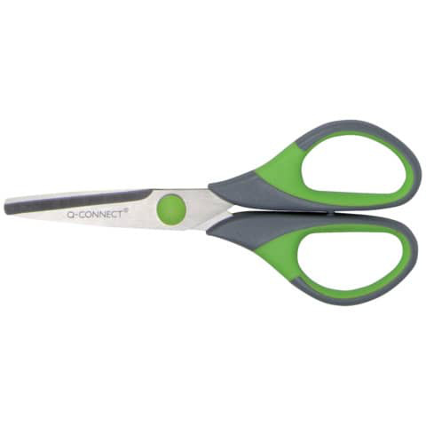 Kinderschere Rechtshand 14cm spitz Soft Grip grün/grau