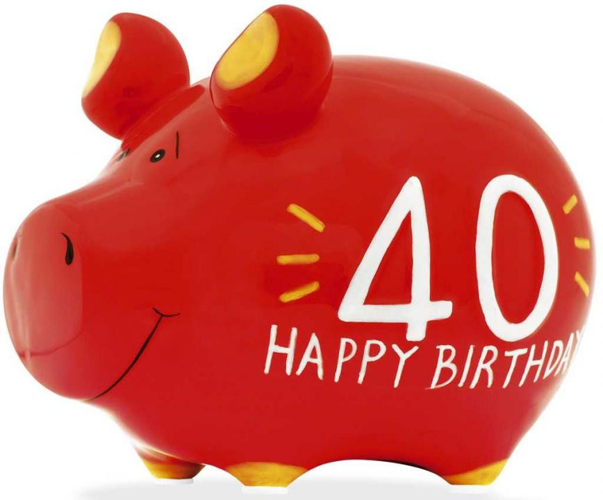 Spardose Schwein Keramik klein 40.Geburtstag