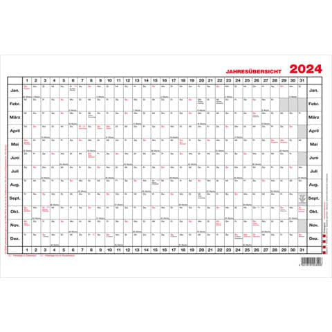 GÜSS Wandkalender A2 quer |1 Jahr 1 Seite 2024
