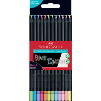 12 dünne & dreieckige Buntstifte FABER CASTELL Black Edition Neon & Pastel