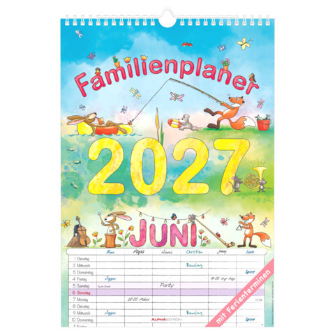 Familienkalender Cartoon | 6 Spalten |  23,7 x 34cm