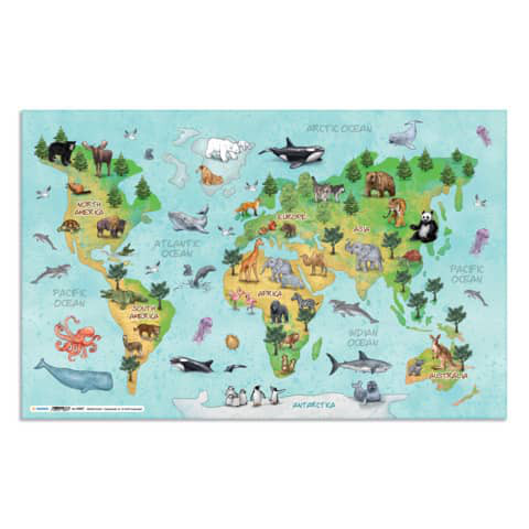 Schreibunterlage Tiere der Welt rutschfest 55x35cm