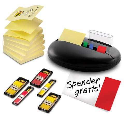 Post-it Haftnotizspender Stein-Form schwarz inkl. Z-Notes+Index