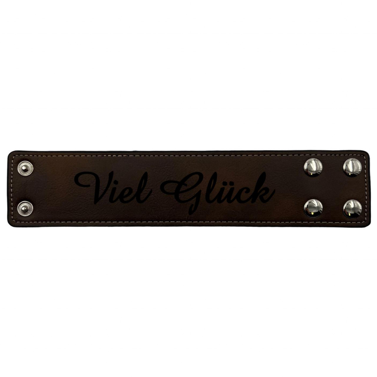 Armband Kunstleder breit dunkelbraun personalisierbar in schwarz