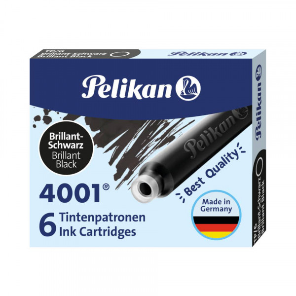 6 PELIKAN Tintenpatronen kurz brilliant schwarz