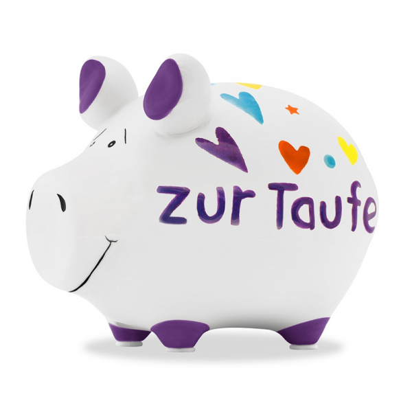 Sparschwein klein weiss zur Taufe