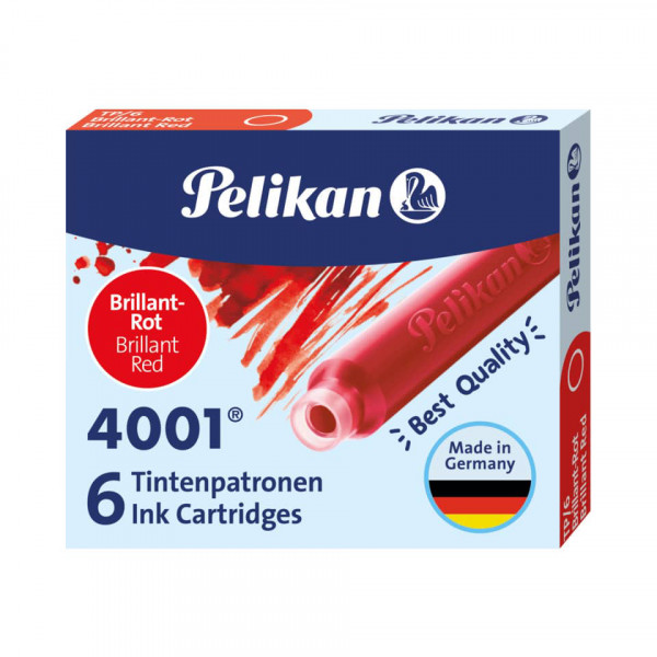 6 PELIKAN Tintenpatronen kurz rot