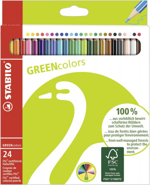 Dünne Stabilo Greencolors Buntstifte umweltfreundlich 24 Farben