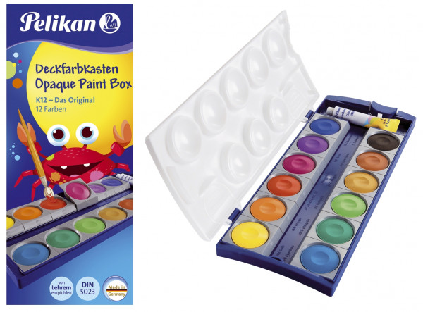 Pelikan Deckfarbkasten K12 12 Farben inklusive Deckweiß