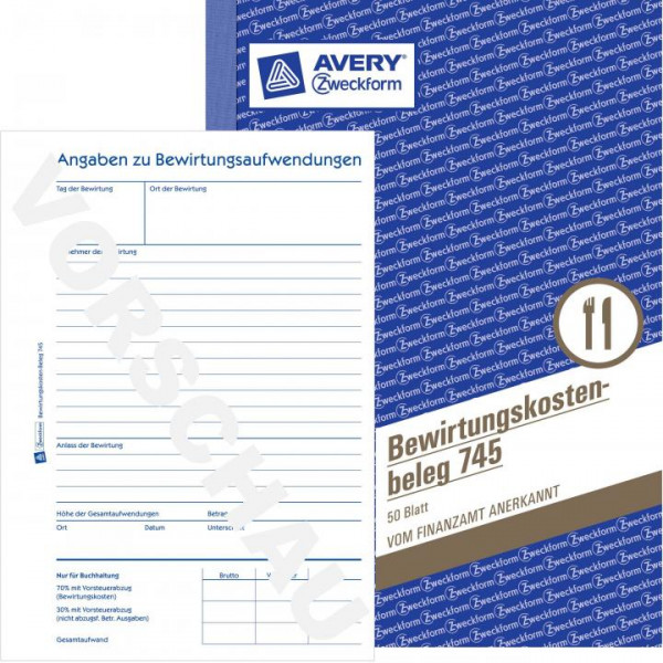 Bewirtungskostenbeleg Avery Zweckform 745 A5 mikroperforiert 50 Blatt gelb