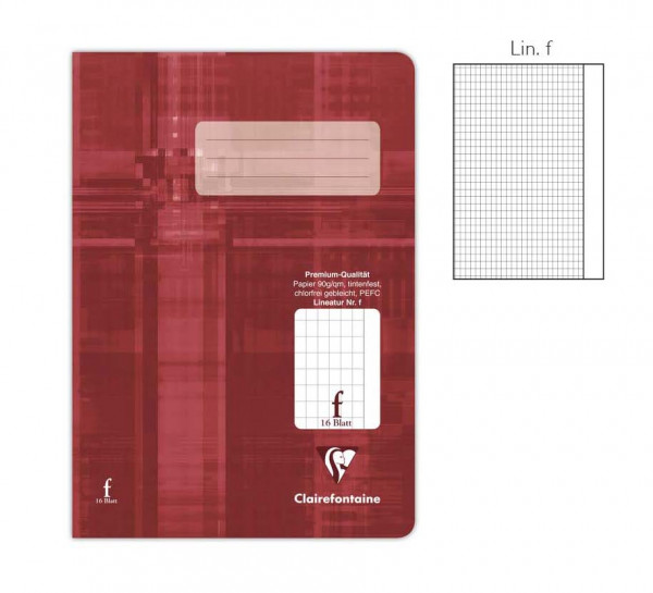 Schulheft A5 Lineatur 8f rautiert mit Rand Clairefontaine