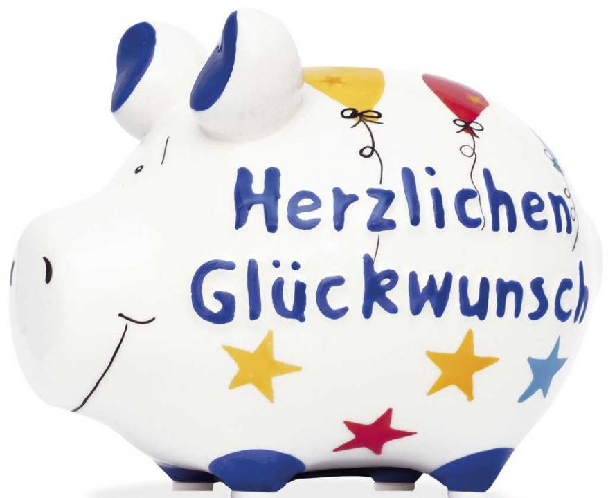 Spardose Schwein klein Herzlichen Glückwunsch