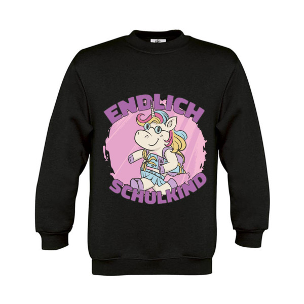 Sweatshirt Kinder Schule - Schulstart Einschulung - Endlich Schulkind Einhorn