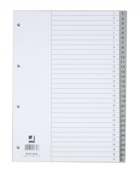 Q-Connect Zahlenregister aus Kunststoff A4 31 Blatt