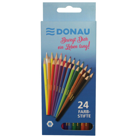 24 dünne Buntstifte Sechskantform