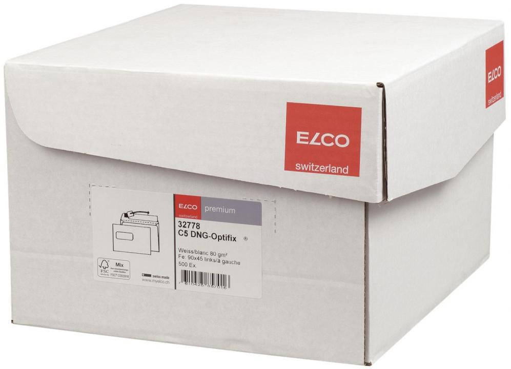 Elco Office Briefumschläge weiß mit Fenster 80 g/qm C5 500 Stüc