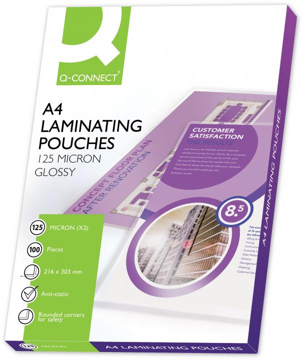 100 St. A3 Q-Connect Heißlaminier-Folientasche 303 x 426mm 80 mym