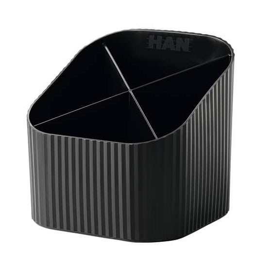 Stiftehalter 4 Fächer aus Öko Kunststoff, Blauer Engel schwarz