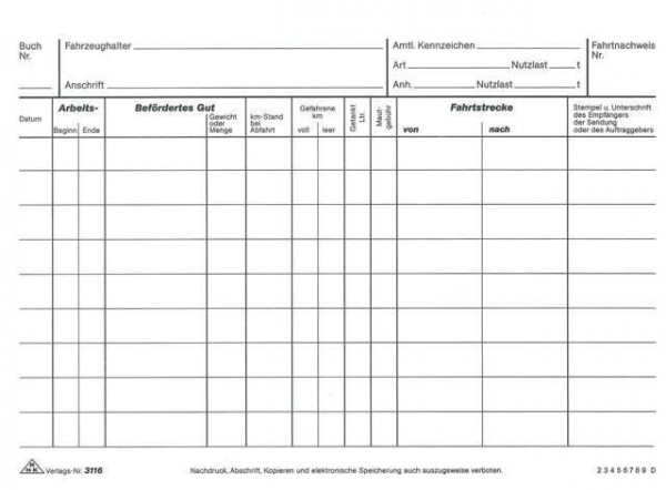 RNK 3116 Fahrtenbuch A5 quer