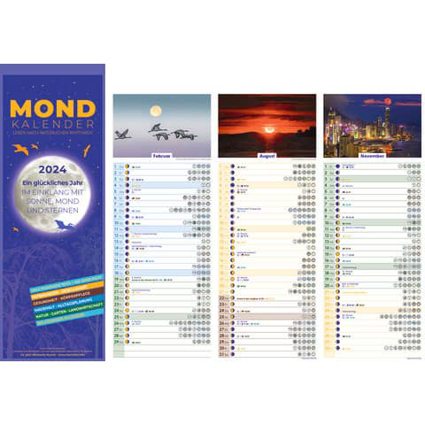 Mondkalender mit praktischen Tipps | 15x42cm 2024