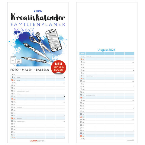 Foto Bastelkalender Familienplaner | 5 Spalten | 21x45 cm