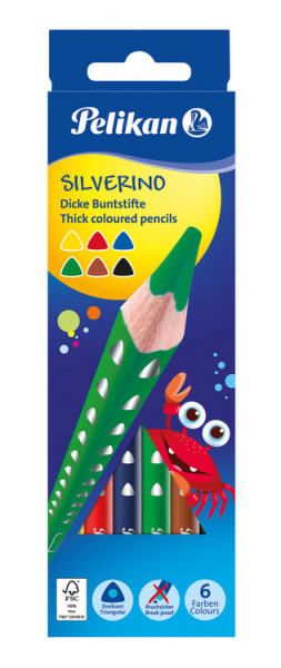 6 dicke Pelikan Buntstifte dreieckig