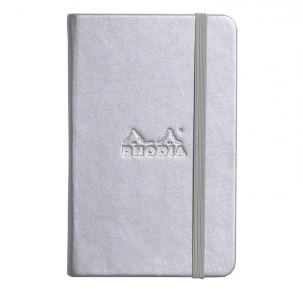 Rhodia Notizbuch Kunstleder 9x14cm liniert 96 Blatt silber