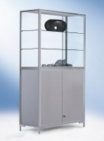 Glasvitrine mit Staufach silber Glasvitrine mit Staufach silber