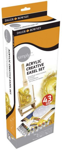 simply Staffelei-Set 43 Teile Acrylfarben