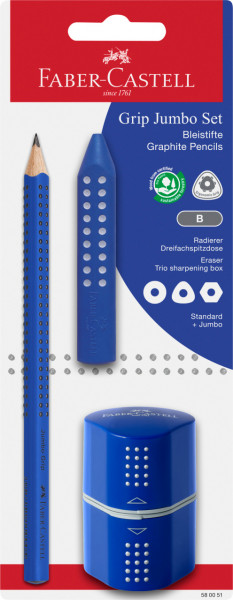 Bleistift-Set Jumbo Grip 3tlg. | Faber-Castell blau