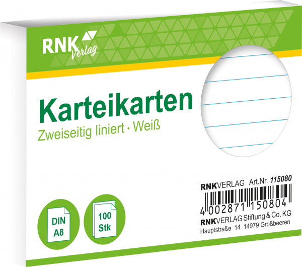 Karteikarte Mehrzweckkarte A8 100 Stück