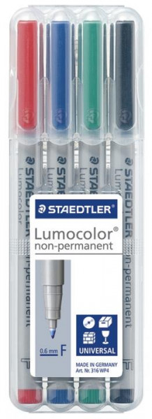 4 Staedtler Folienstifte Lumocolor non permanent F