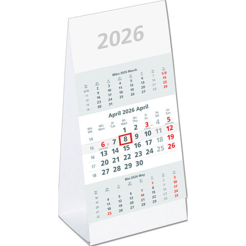 3-Monats Aufstell-Tischkalender 2026