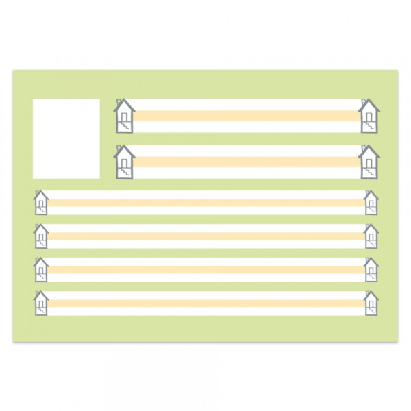 Schreiblernheft A4 quer SL mit gelber Mittellinie und Häuschen