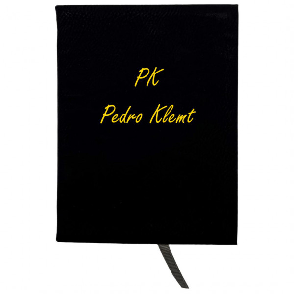 Notizbuch mit hochwertigem Kunstleder 10,5x14 cm schwarz personalisierbar in golden