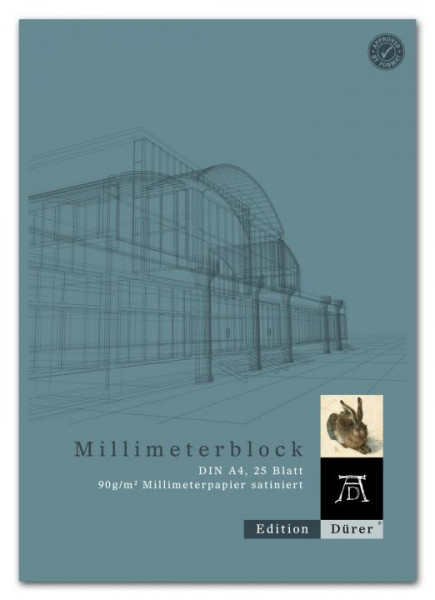 Millimeterpapier A4 90 g/qm weiß Block mit 25 Blatt