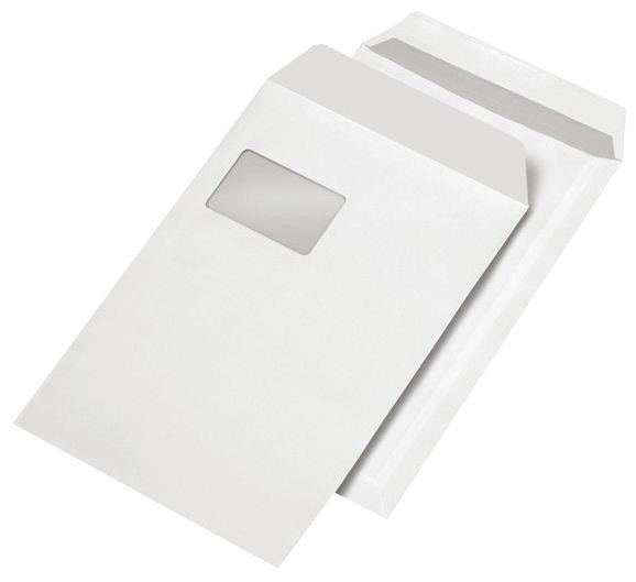 250 x Versandtasche C4 mit Fenster selbstklebend weiss
