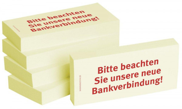 Bedruckte Haftnotizen Bitte beachten Sie unsere neue Bankver